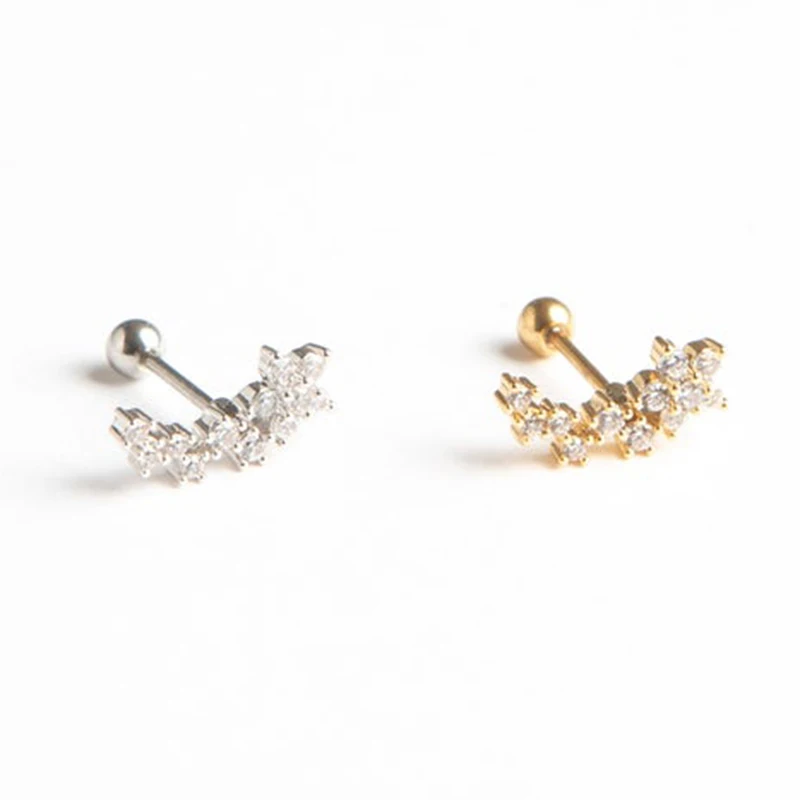 

S925 silver star shining zircon small ear studs simple ear jewelry ladies fashion jewelry trend Ins with the same earring gift