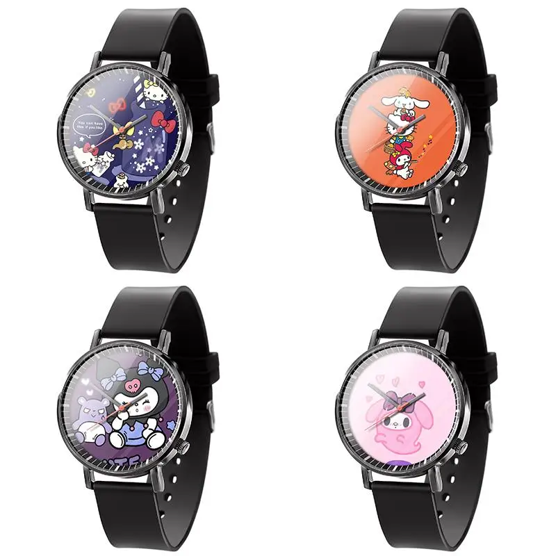 

Новые часы Sanrios с аниме Hello Kitty Kuromi My Melody Cinnamoroll, милые повседневные модные корейские кварцевые наручные часы