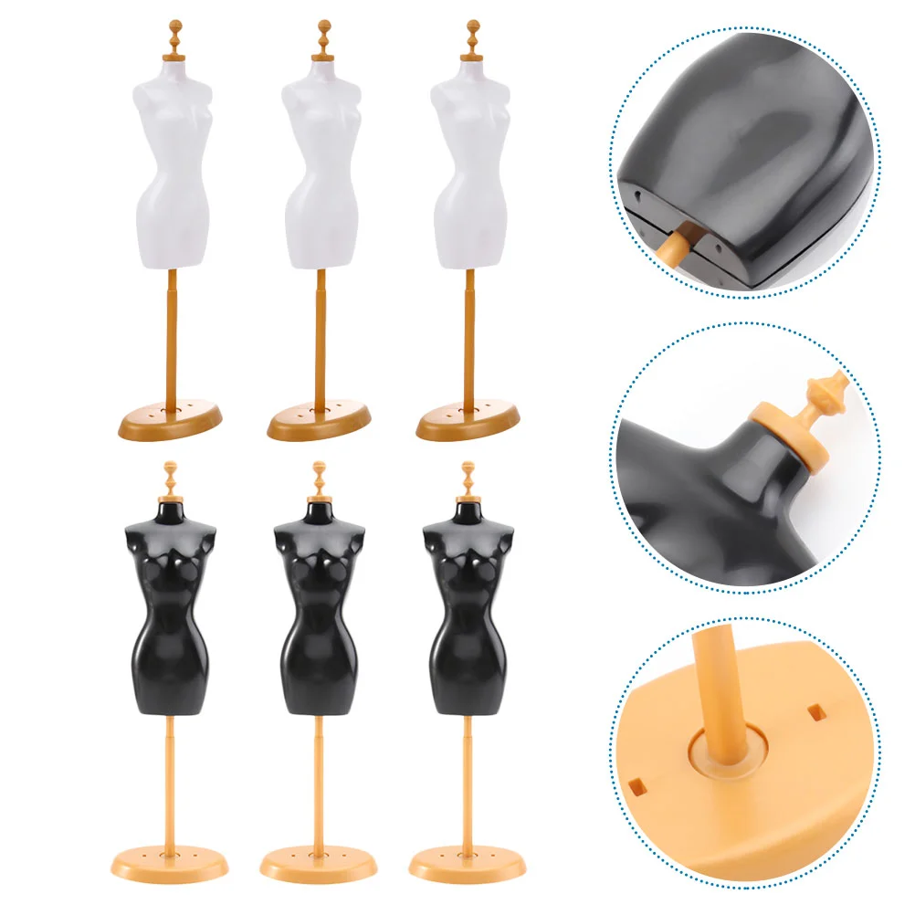 

6 Pcs Model Stand Dress Display Rack Mini Cake Support Mannequin Plastic Small House Racks Dresses Wardrobe dolls