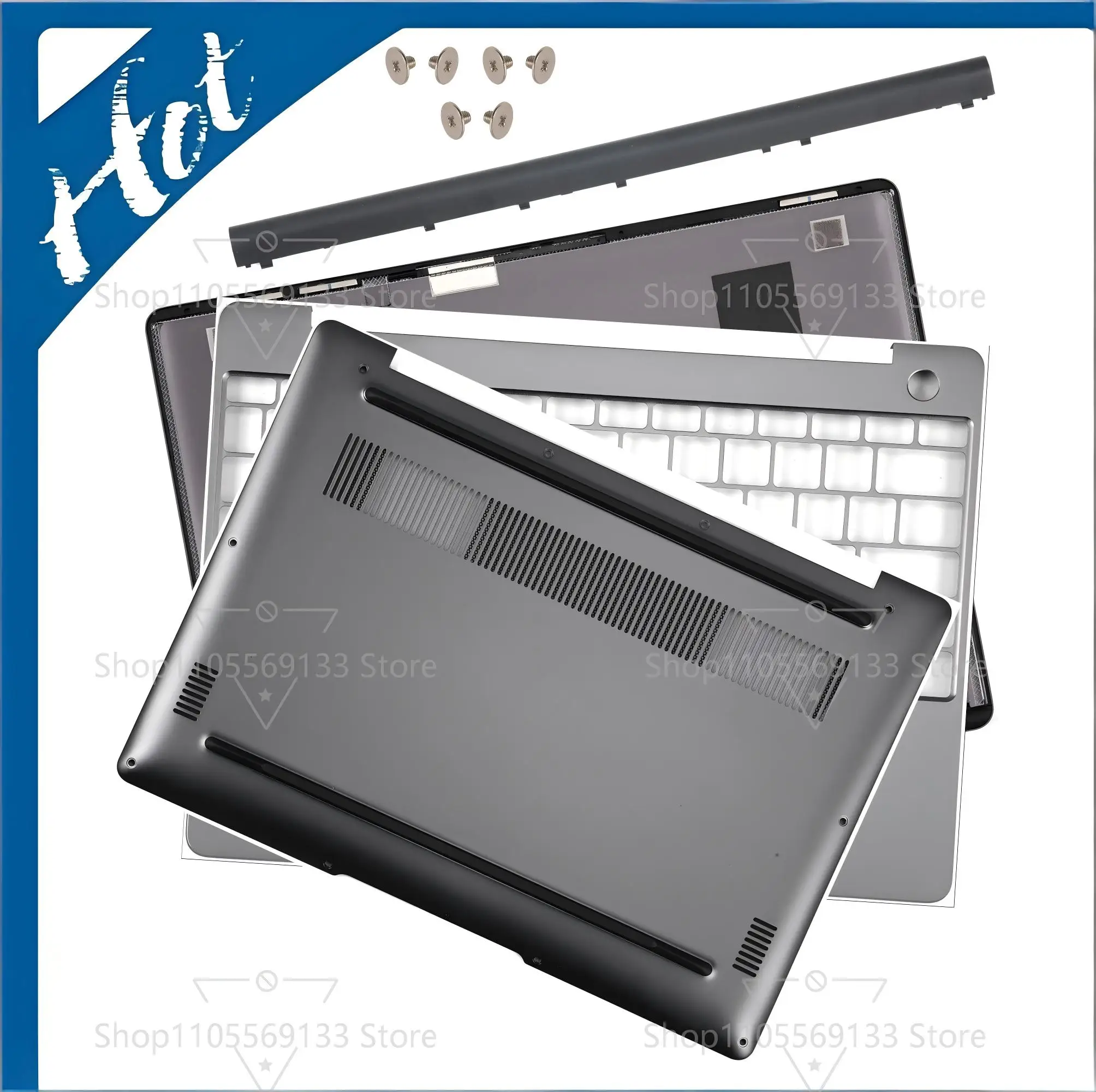 Фото Запасная задняя крышка/корпус для ноутбука Matebook 13 HNL-WFQ9 HNL-WFP9 WRTD-WFH9 WRTD-WDH9 2020, крышка для подставки под запястья, основная крышка корпуса ноутбука №1