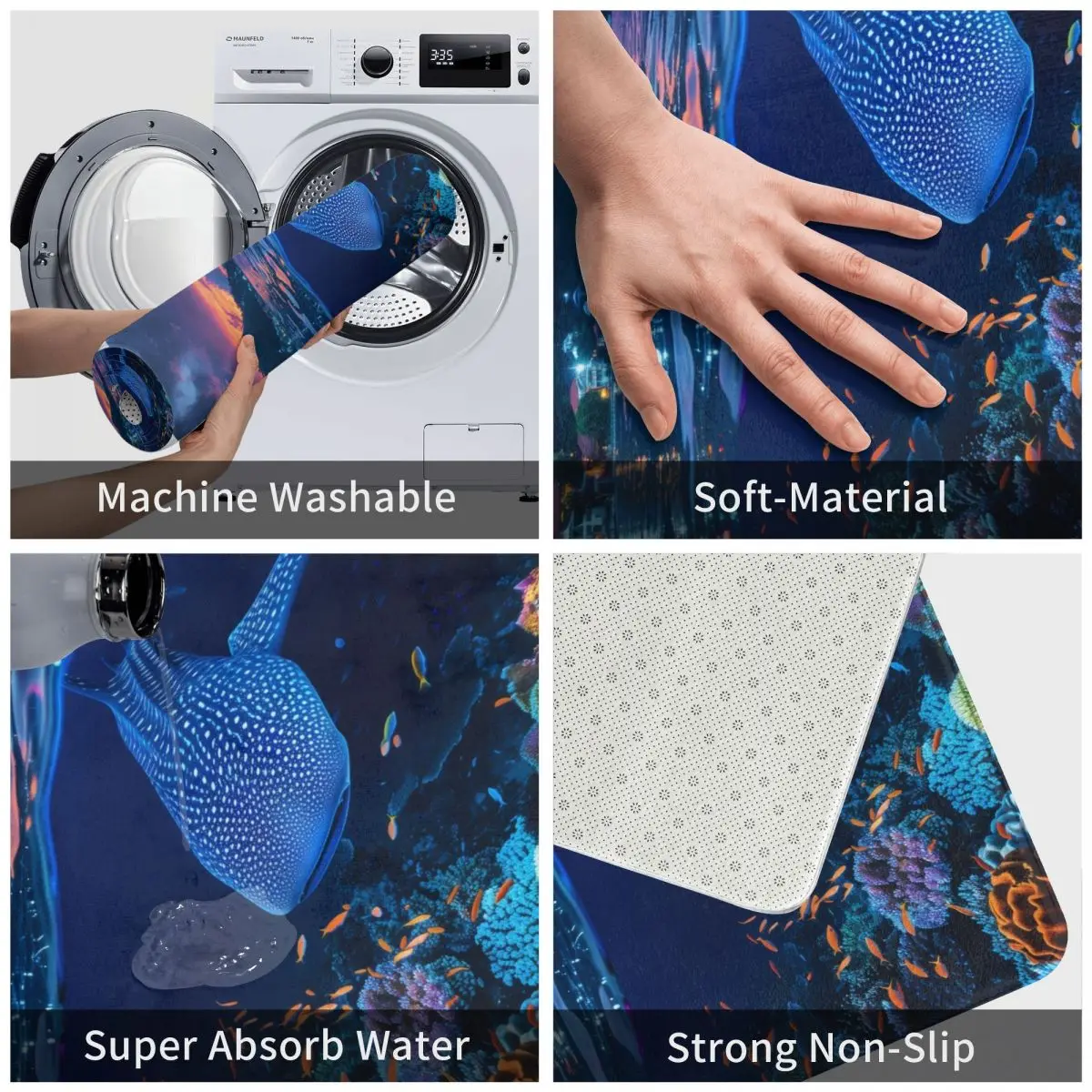 Яркий коврик для передней двери Majestic Whale Shark противоскользящий впитывающий дома