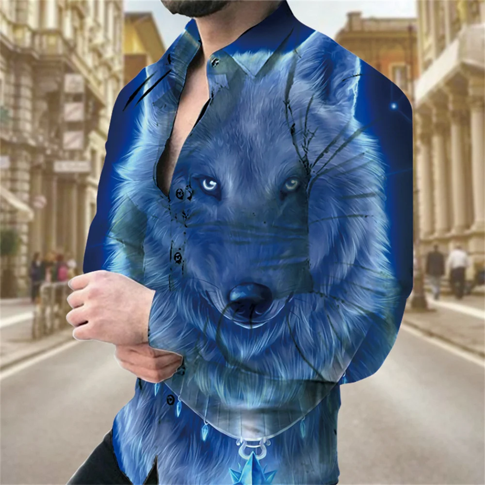 Fashion Luxury Social Men's Shirt Lapel Button Shirt Casual Western Print Tops Men's Prom Cardigan Plus Size Men's Shirt 2023 enlarge