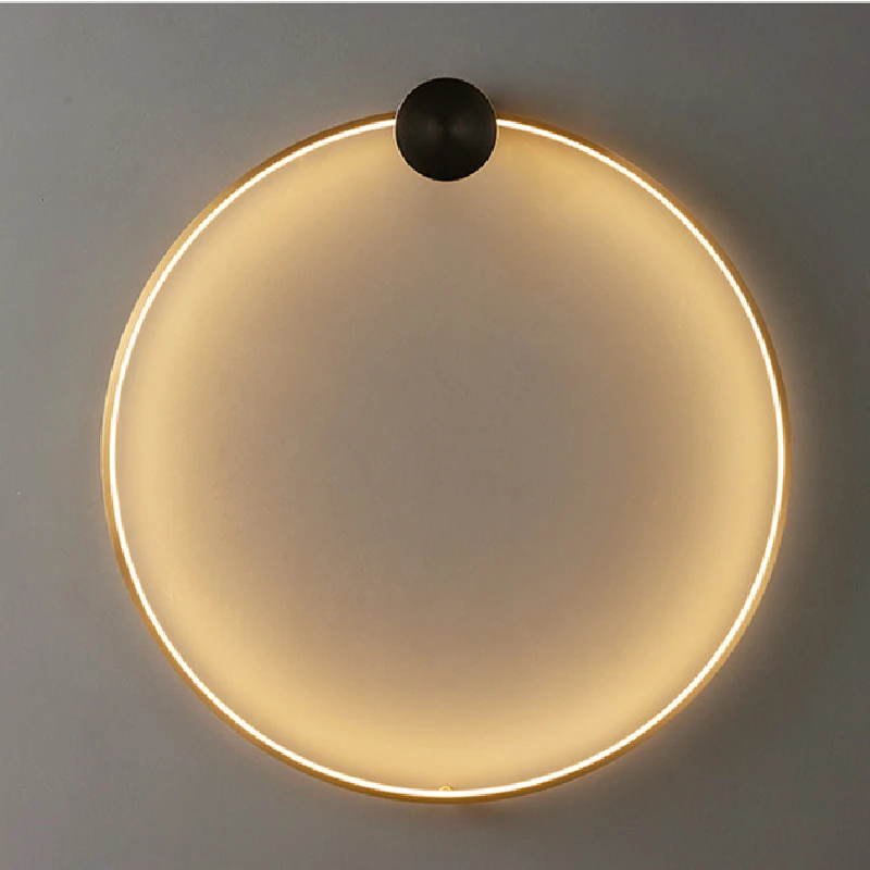 

Modern Ring Copper Luxury Led Wall Light Fixtures Bedroom Bedside Living Room Atmosphere Decor 220V 110V Minimalist Wall Lamp