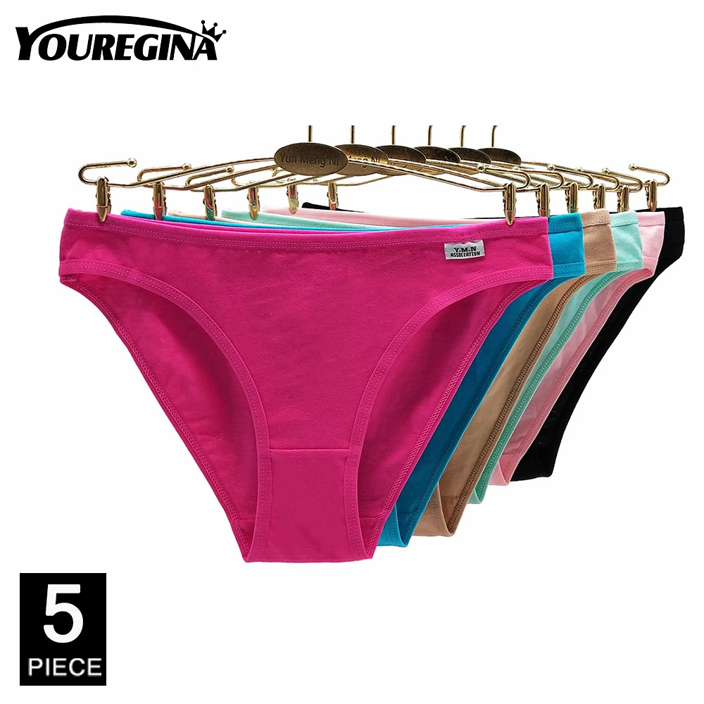 

Sexy Briefs for Women Ladies Bikini Cotton Soft Panties Female Underwear Red Lingerie 5 Pcs/set