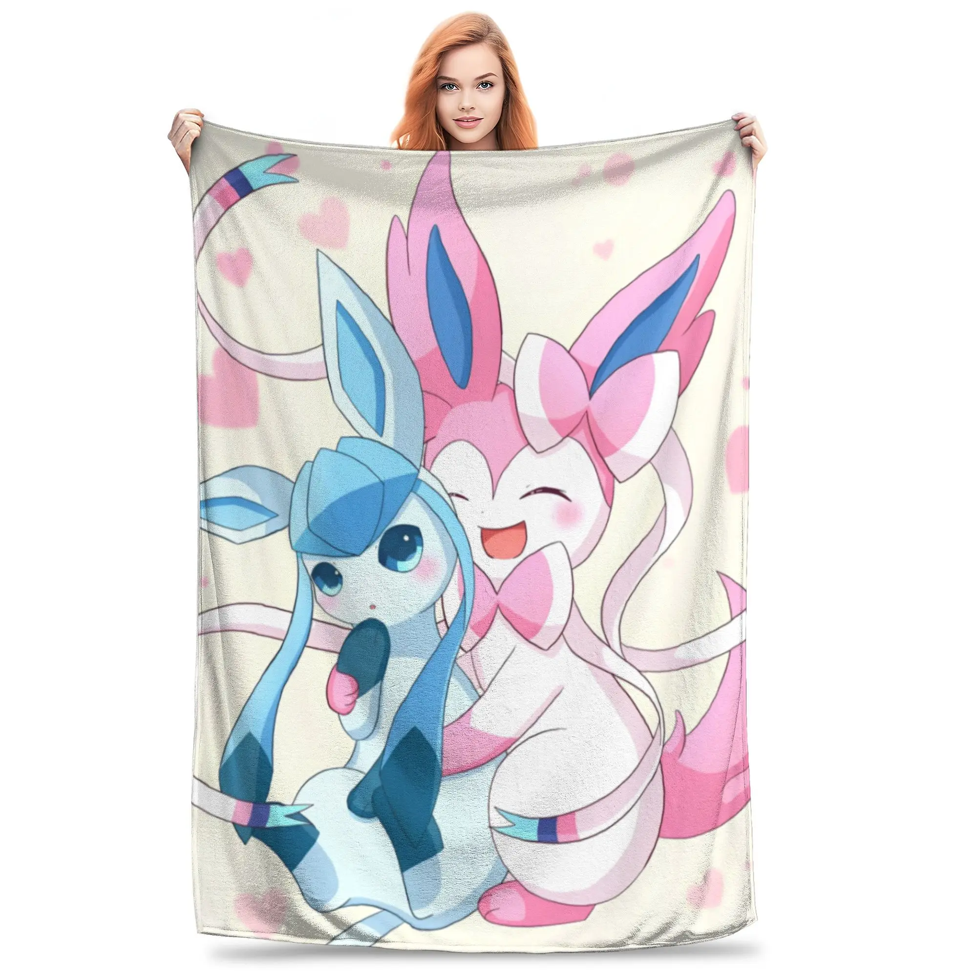 Одеяло с изображением Покемона аниме Sylveon Eevee фланелевое одеяло героями