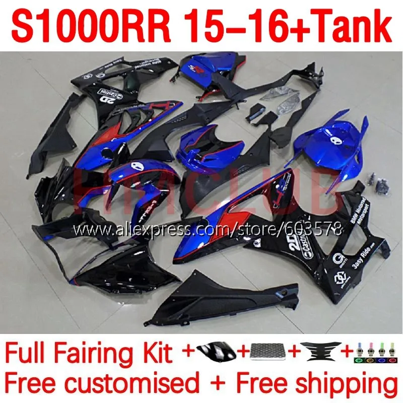 

+Tank OEM Body For BMW S1000 RR S 1000 RR CC 1000RR blue glossy S1000RR 15 16 S1000-RR 2015 2016 Injection Fairing kit 170No.18