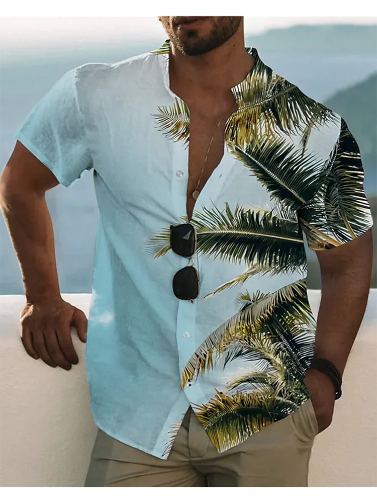 

Hawaiian men's short sleeve shirt, coconut tree 3D printed beach shirt, 5XL, fashion, 2022