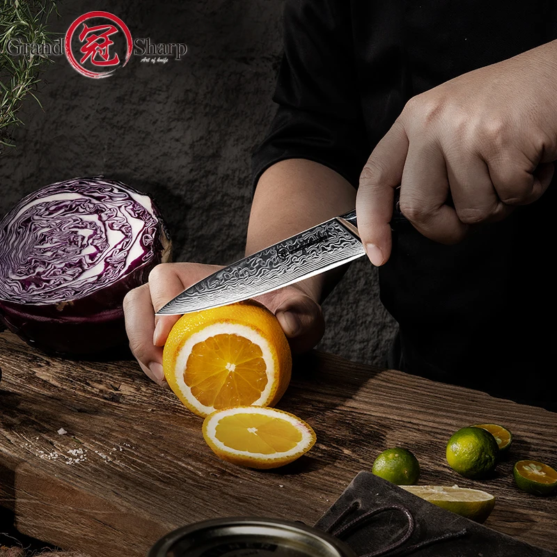 5-дюймовый универсальный нож GRANDSHARP 67 слоев японский дамасский кухонный