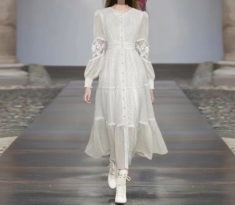 

Летнее женское платье 2023, модное белое платье с рукавами-фонариками для женщин