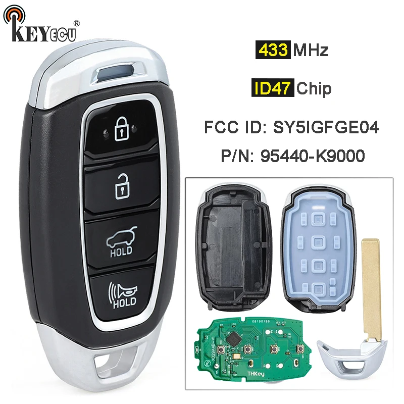 

KEYECU 433 МГц чип ID47 P/N: 95440-K9000 идентификатор FCC: SY5IGFGE04 безключевая фотография для Hyundai Veloster 2017 2018