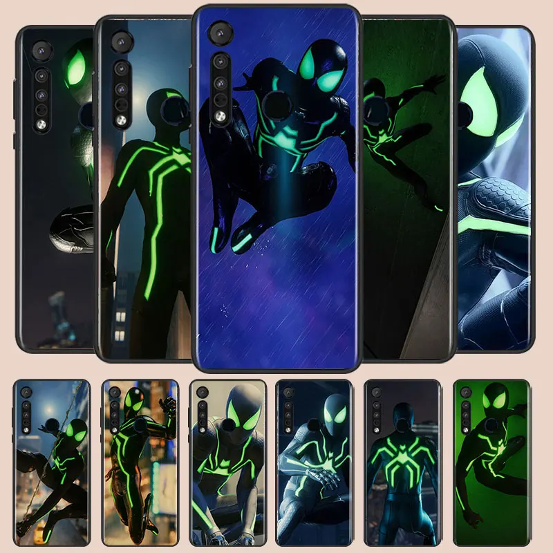 

Marvel Green Spider Man Phone Case For Motorola G10 G22 G31 G40 G60 G41 G50 G51 G60S G71 E6i E7i 20 30Pro Lite Black Silicone