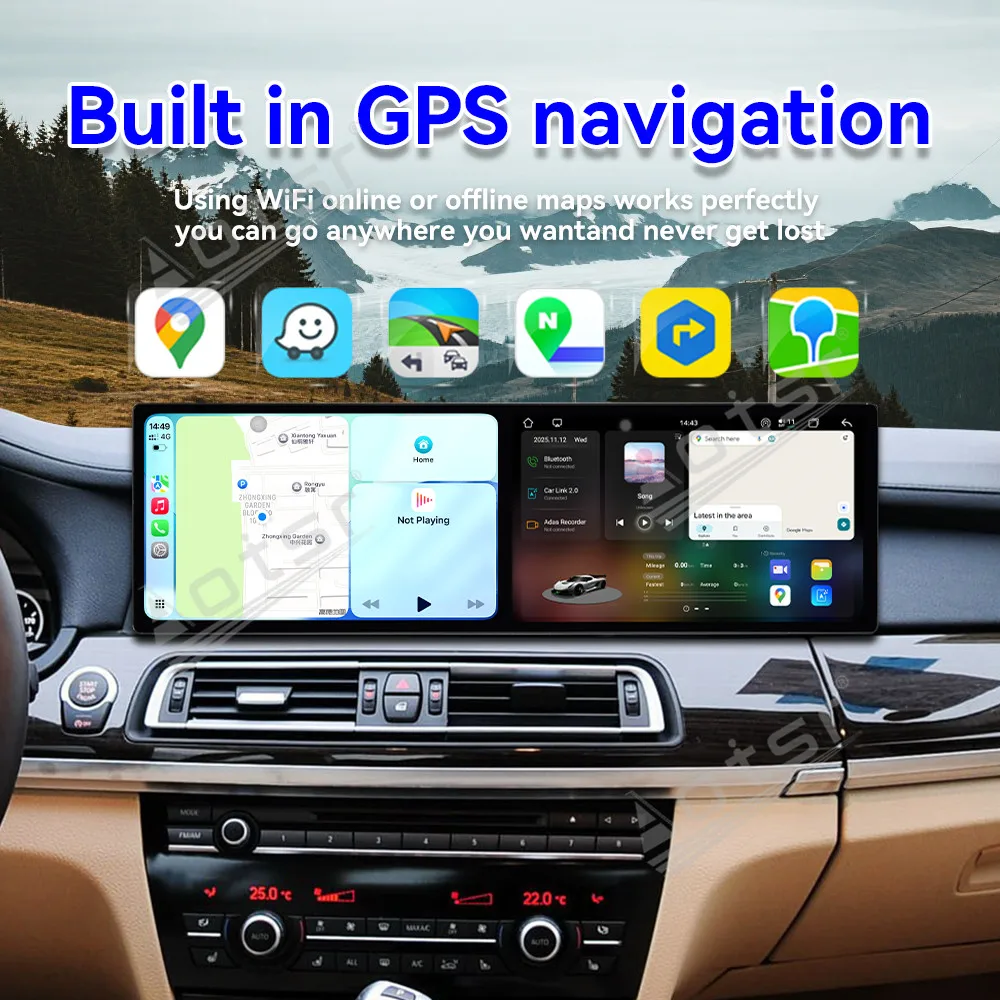 Фото Android 15.0 двойной 9,1 дюйма для BMW 7 серии F01 F02 F03 2011-2017 Автомобильный carplay Радио Мультимедийный плеер GPS-навигация Стерео WIFI №4