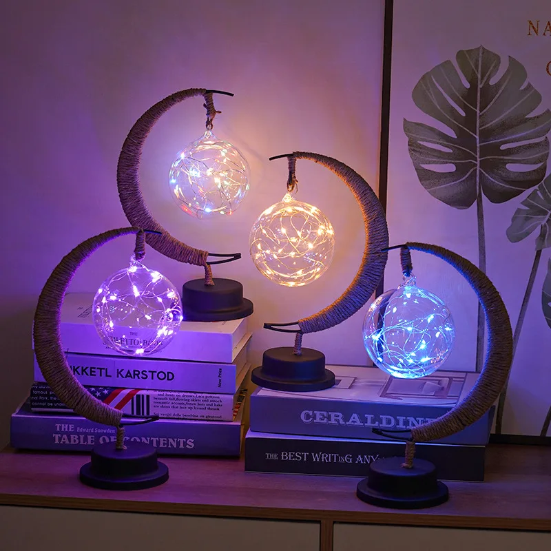 

EID Mubarak Moon Star Rattan Light Table Ornaments Gurbang Ramadan Festival Decoration for Home Muslim Eid Al Adha Party Decor