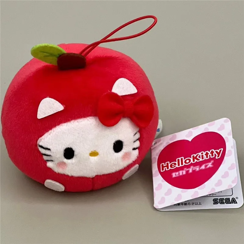 Kawaii Sanrio Плюшевая Игрушка Аниме голова яблока Hello Kitty сумка Подвеска КТ Кот ограниченный стиль Искусственный подарок на день рождения для девочек