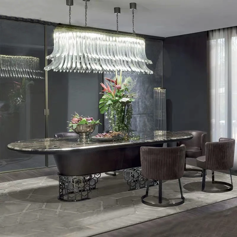 Роскошная высококачественная мебель для столовой современный кожаный обеденный