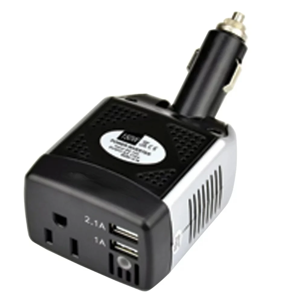 

150-Watt 12-Volt DC Plug-in Cigarette Lighter Power Inverter with Pivoting Plug Head, 1 AC Outlet, and 2 USB Ports with 3.1 Amps
