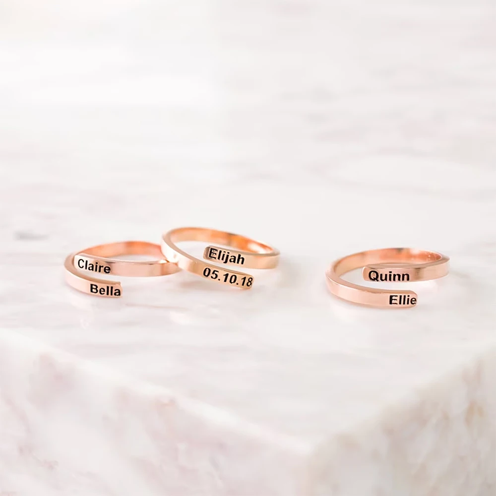 Double Layer Women's Personality Custom Ring Alphabet Name Symbol Custom Stainless Steel Jewelry Women's Fashion Ring