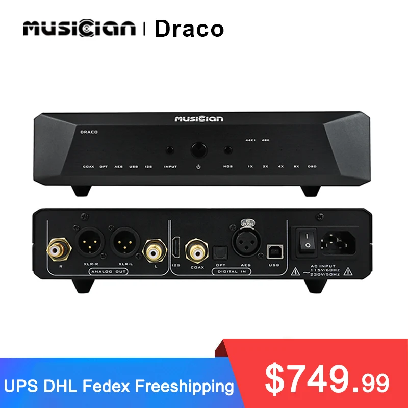 Музыкант Draco R2R DAC I2S/коаксиальный/оптический/элегантный/USB вход RCA/XLR