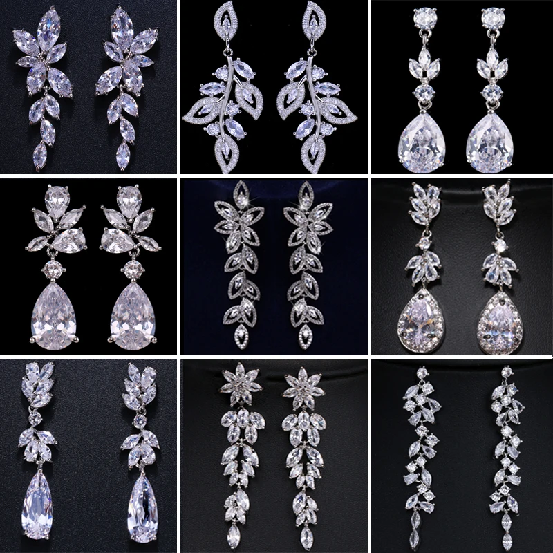 

Серьги LXOEN длинные женские с фианитами, роскошные эффектные ювелирные украшения для свадьбы, вечеринки, Дубая