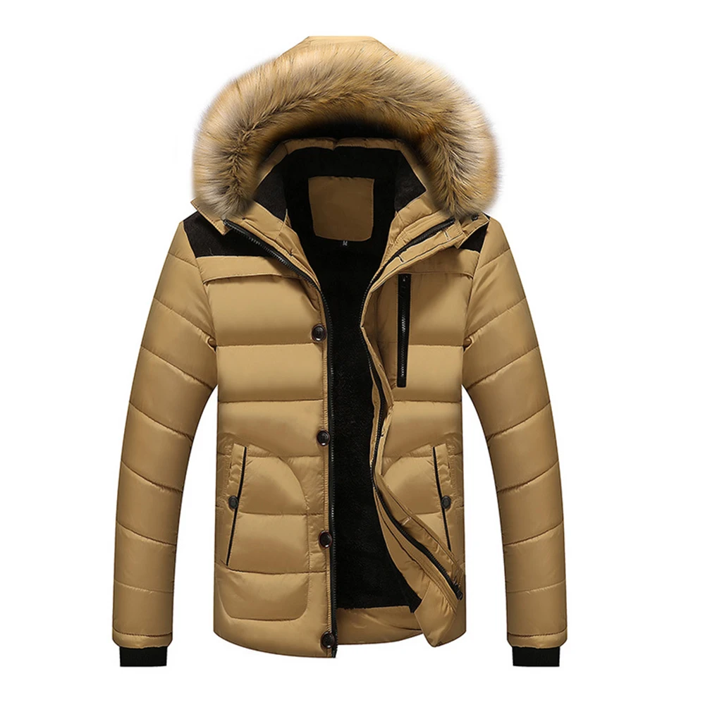 

Men Fur Collar Hooded Parkas Winter Thick Ski Snow Jacket Outwear Warm Coat Wool Liner Windproof Male Parka Casaco Overcoat