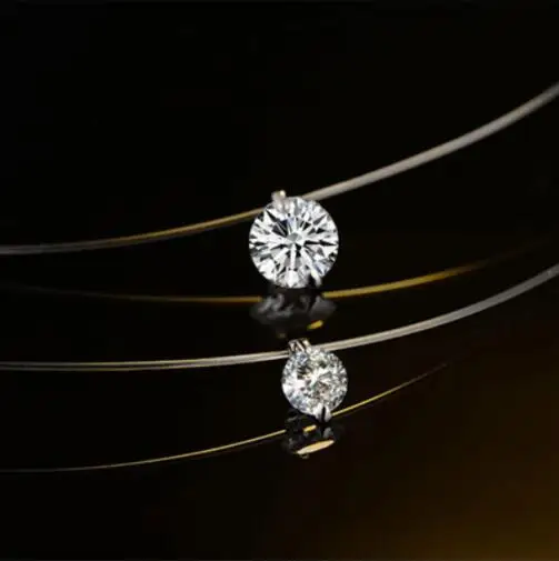 

925 пробы серебряные ювелирные изделия, невидимая прозрачная леска 6 мм-8 мм, ожерелье из циркония CZ, женские колье, украшения