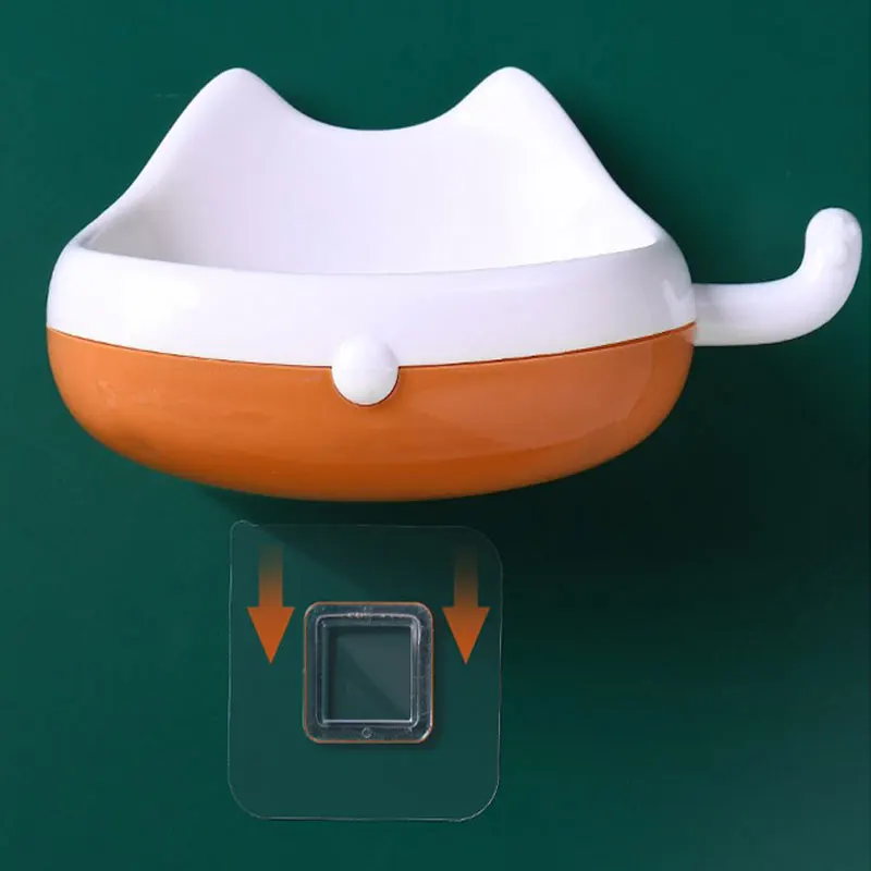 Нескользящий поднос для мыла в ванную комнату ящик виде кошки на удачу настенная