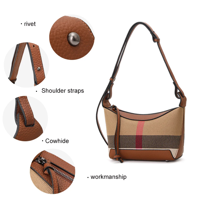 Aidrani 2024 женская модная сумка из натуральной кожи через плечо в клетку Холщовая