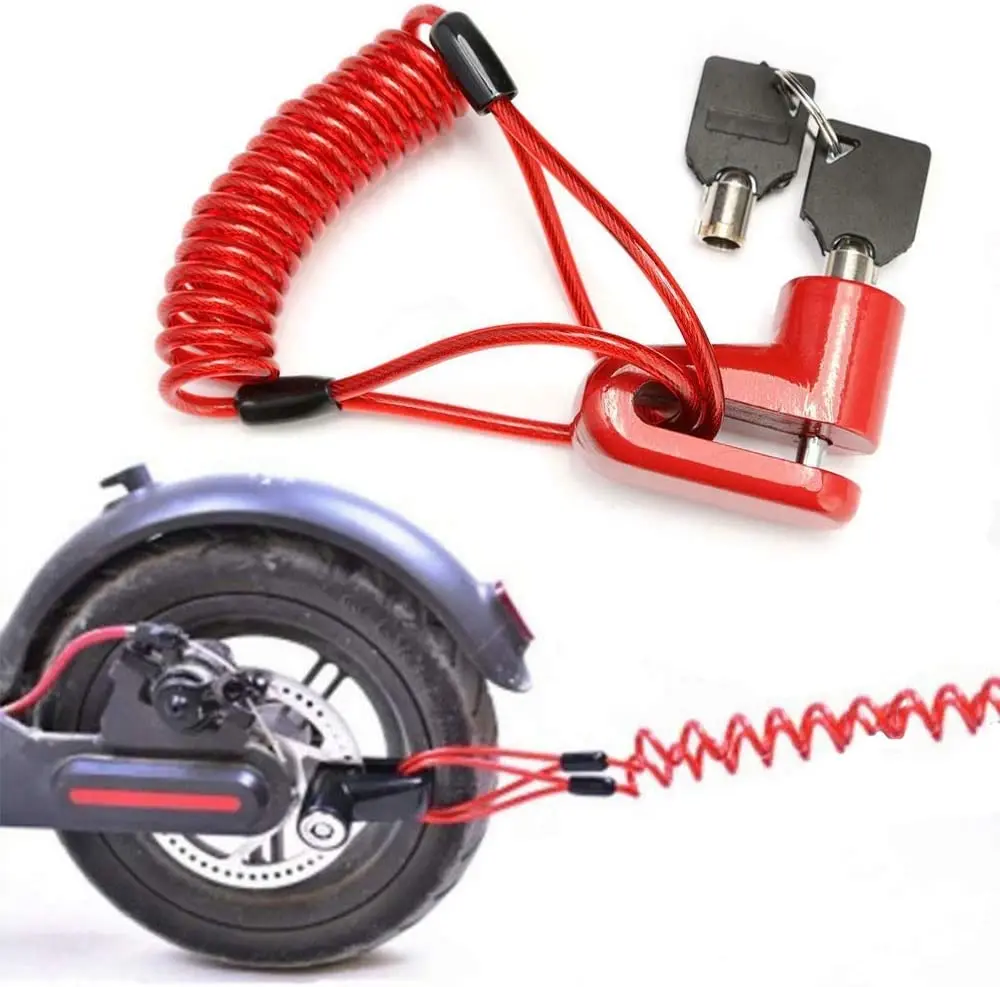 

Disc Brake Lock for Electric Scooter, Anti-Theft Padlock Wheel Security Lock 6mm Pin 5ft Reminder Cable Snackle for M365 Scooter