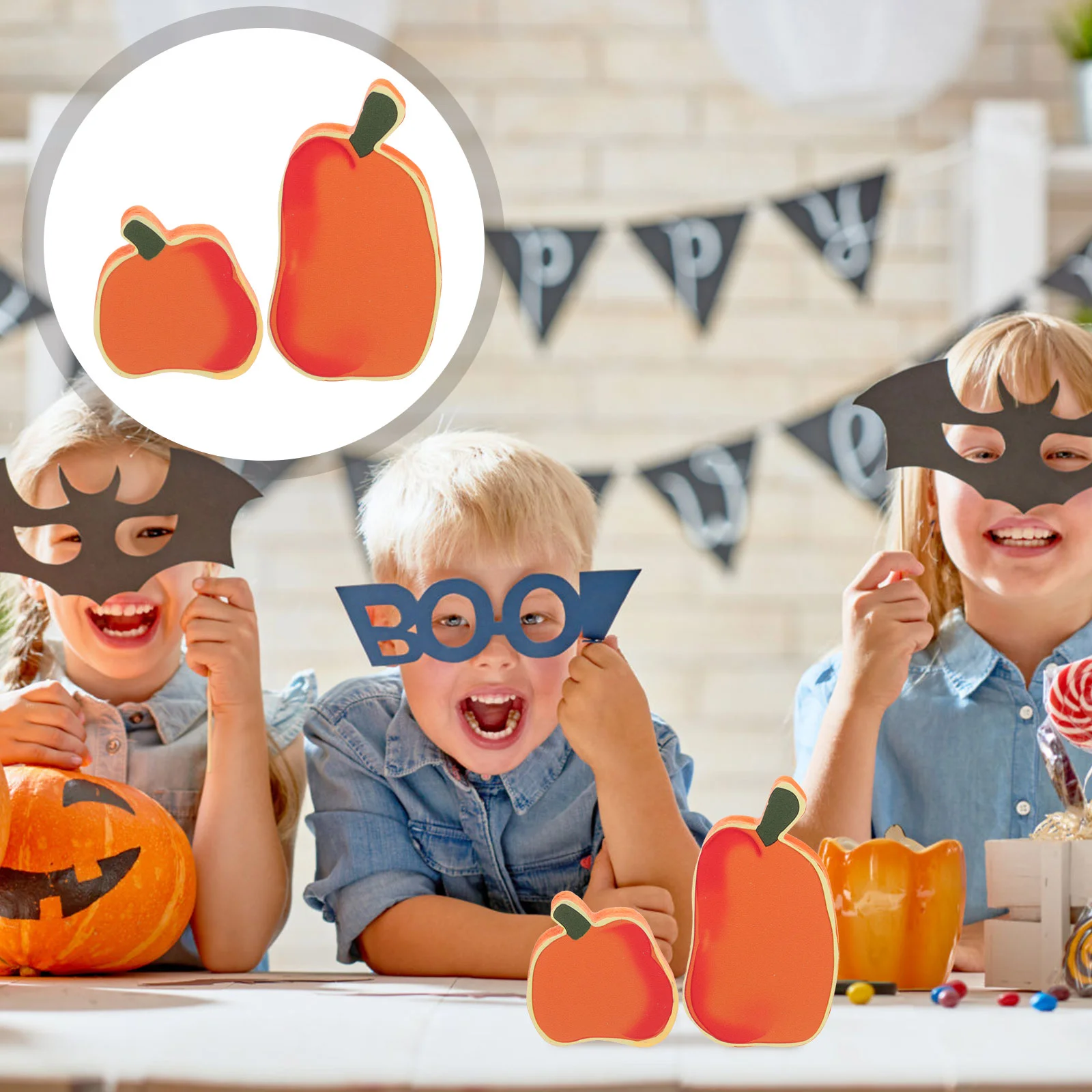 

2pcs DIY Table Sign Halloween Thanksgiving Tabletop Pumpkin Sign Fall Pumpkin Block Tray Decor