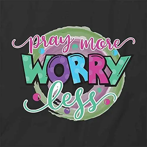 Футболка Pray More Worry Less | Черные футболки с принтом рисунком