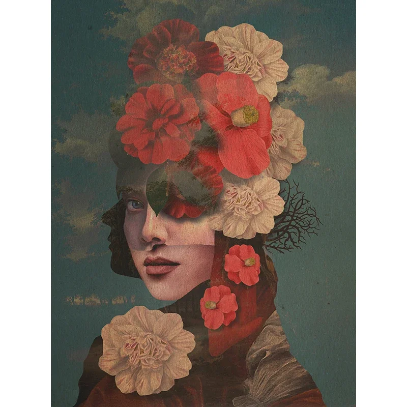 home decor Poster Stranger Woman Man Art Canvas Painting with Frame Flowers Butterfly Vintage Picture Modern Abstract Figu