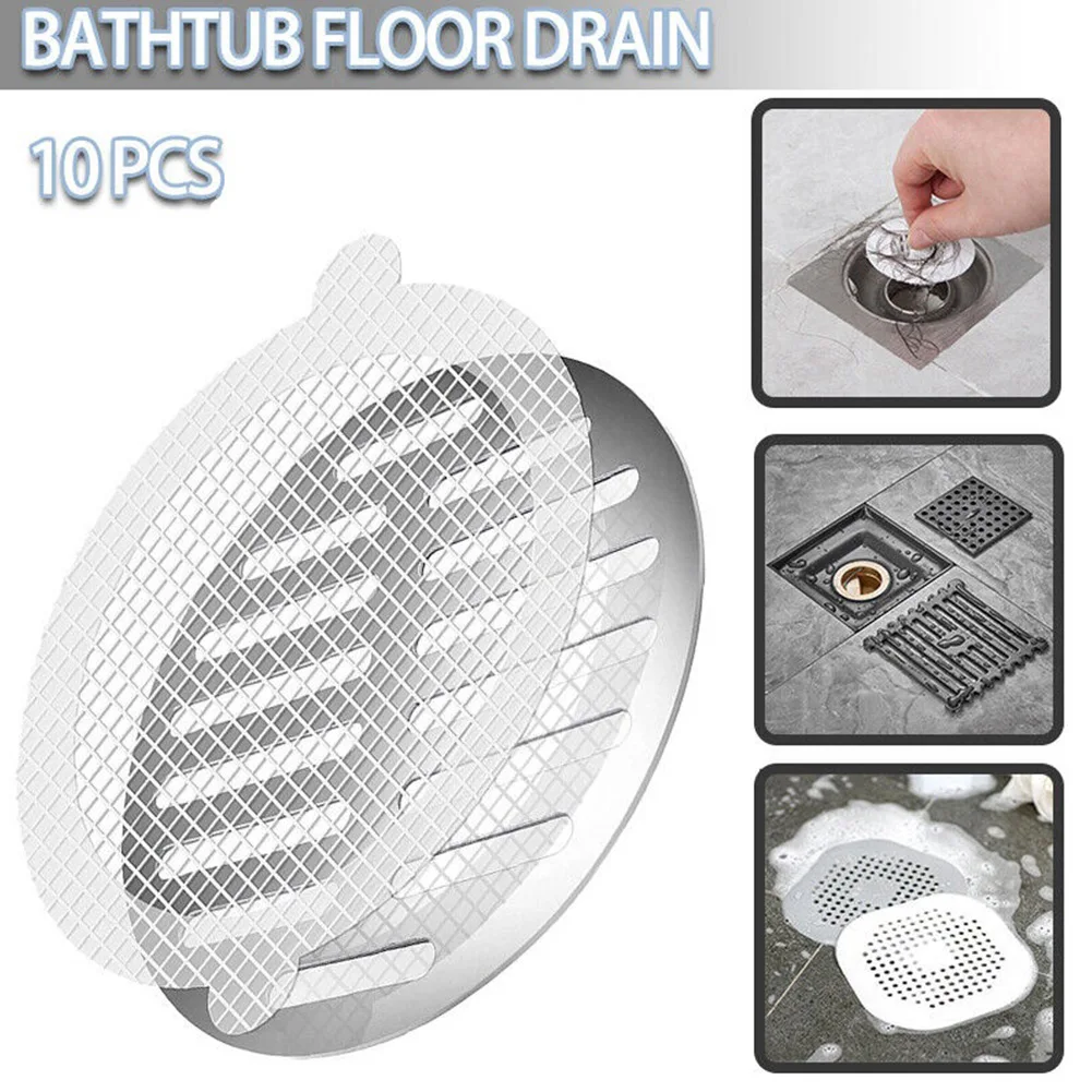 

10Pcs Anti-blocking Filter Screen Disposable Floor Drain Sticker Hair Catcher Drain Stopper Cover Kitchen Bathroom Accessories