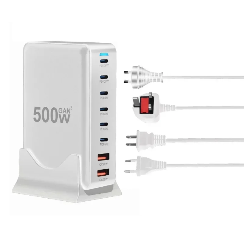 500 Вт GaN Зарядное устройство USB C Быстрое настольное 8-портовое зарядное Type PD
