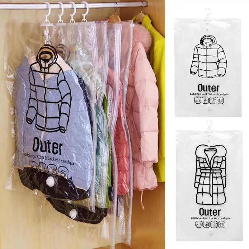 

Space Saver Bags Transparent Large Storage Double-zip Seal Bags Hung Vacuum Box Clothes Food Organizer Storage Home Accessory