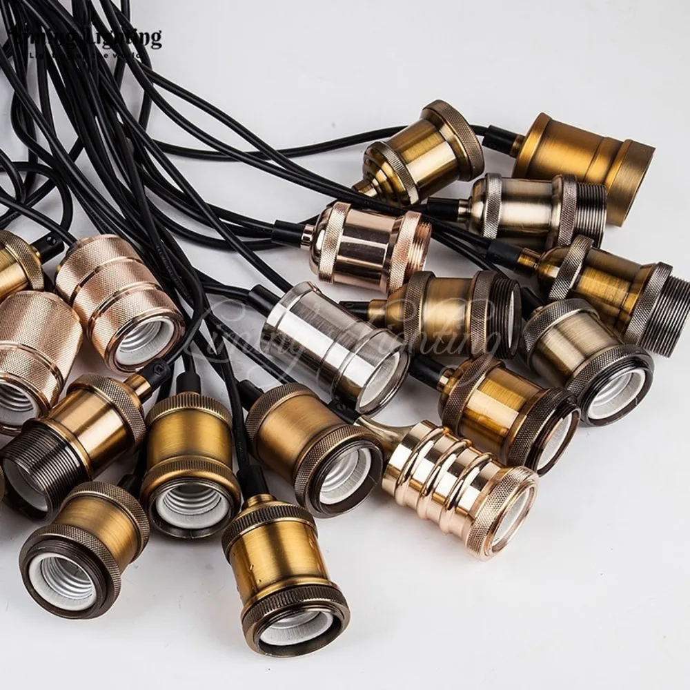 

Wholesale Loft Retro E27 E26 Lamp Holder Aluminum Plating Nostalgic Bar Bases Vintage Pendant Light UL/110V/220V socket led bulb