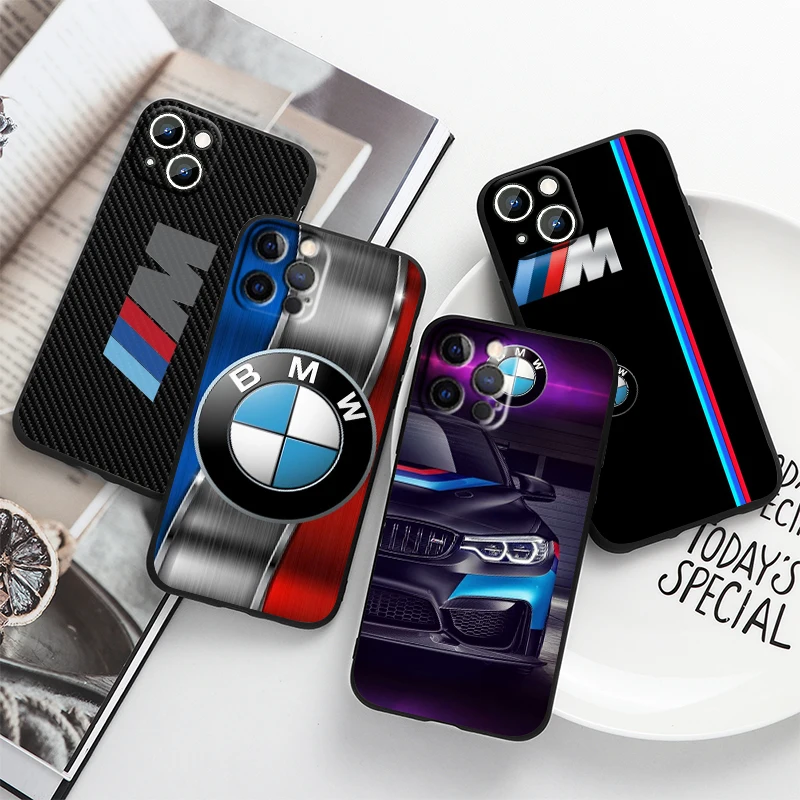 

Bmw Luxury Car For Apple iPhone 14 13 12 11 Pro Max Mini XS Max X XR 7 8 Plus 6 SE2020 Silicone Black Phone Case Soft Coque Capa