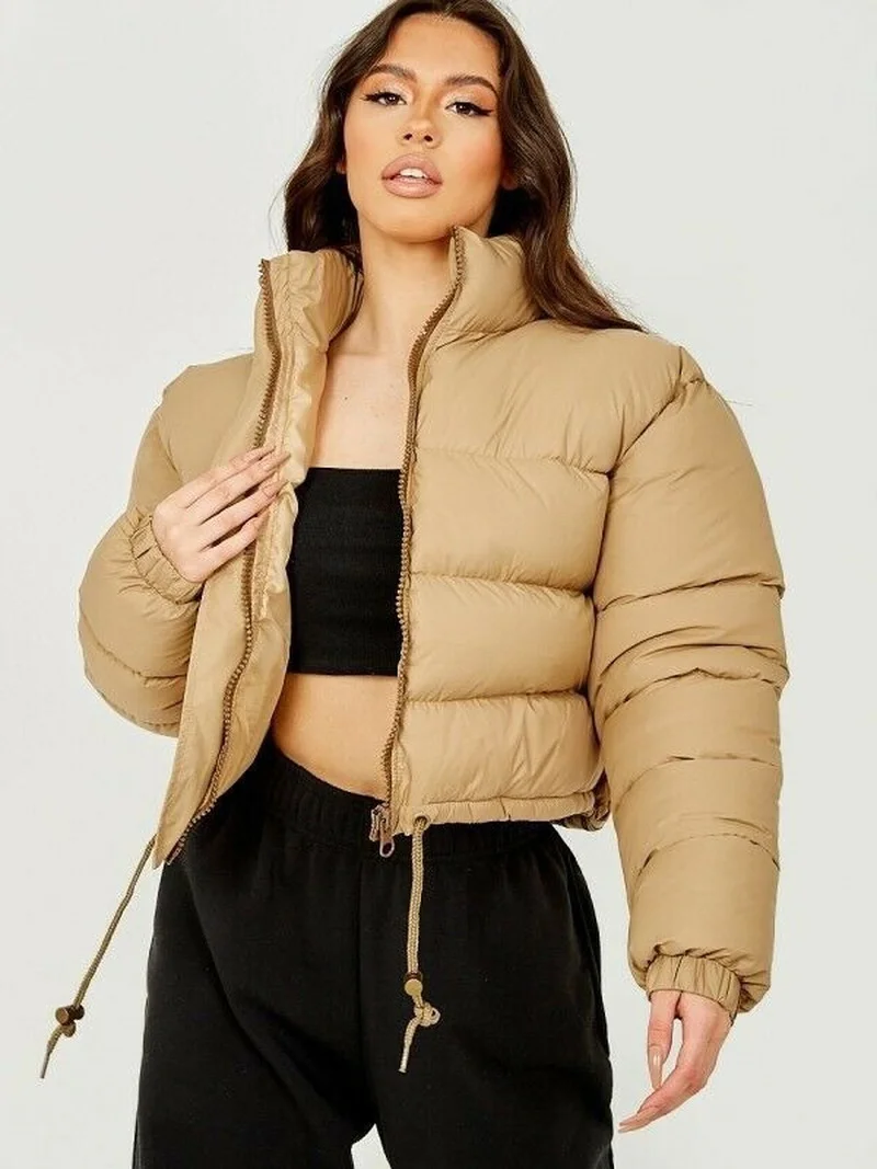 2021 Winter Collar Simple Casual Cotton-padded Jacket Joker Solid Color Ladies Short Bread Jacket Bubble Coat Women Winter