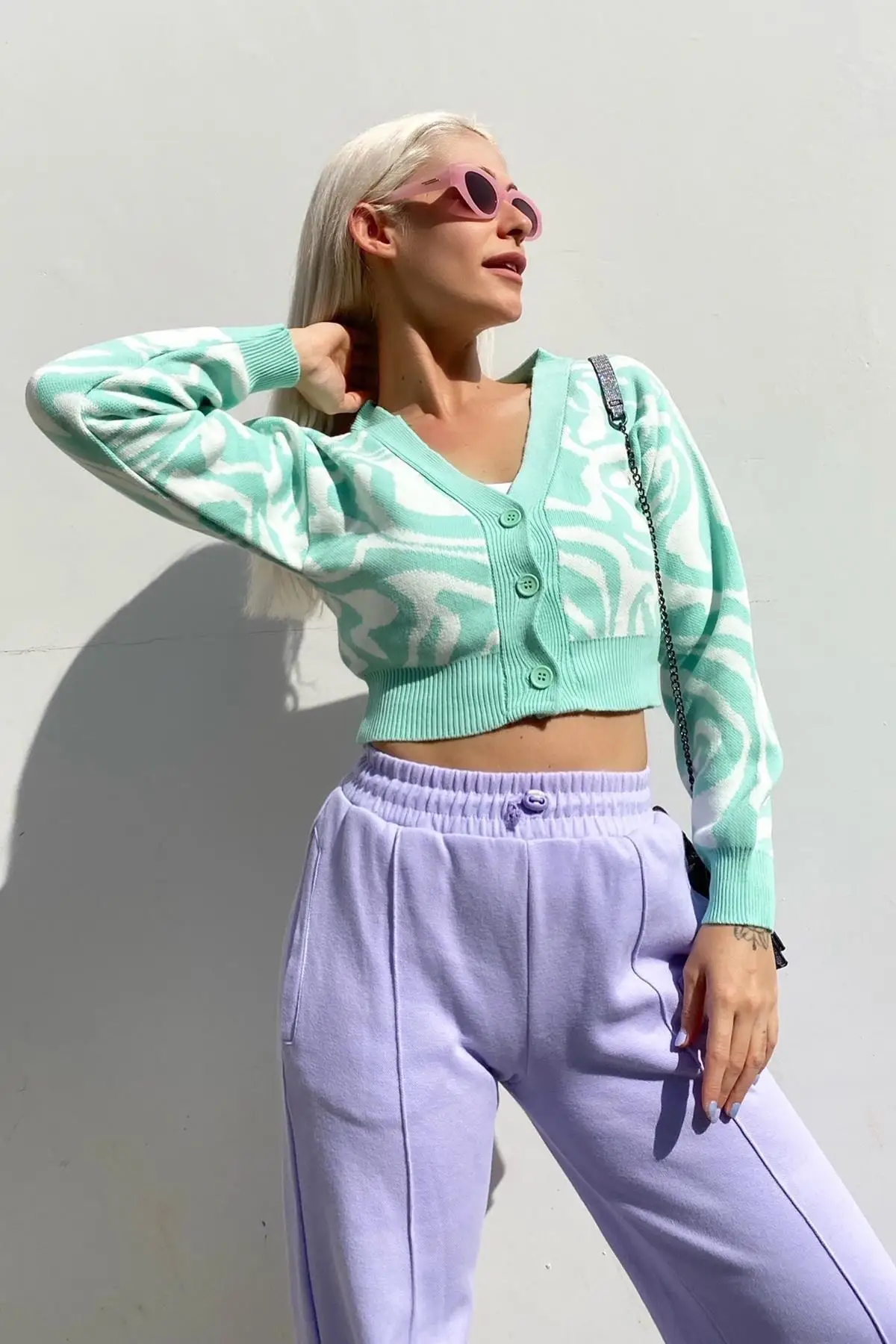 

Women's Cardigan Green Ethnic Pattern Crop Knitwear Casual Knitted Quality Fashion Cardigan Sweaters Loose Sweater Sweater Jumper