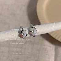 ins simple silver color flower metal ear buckle 2022 new daily commuter hoop earrings for women girls travel party accessories