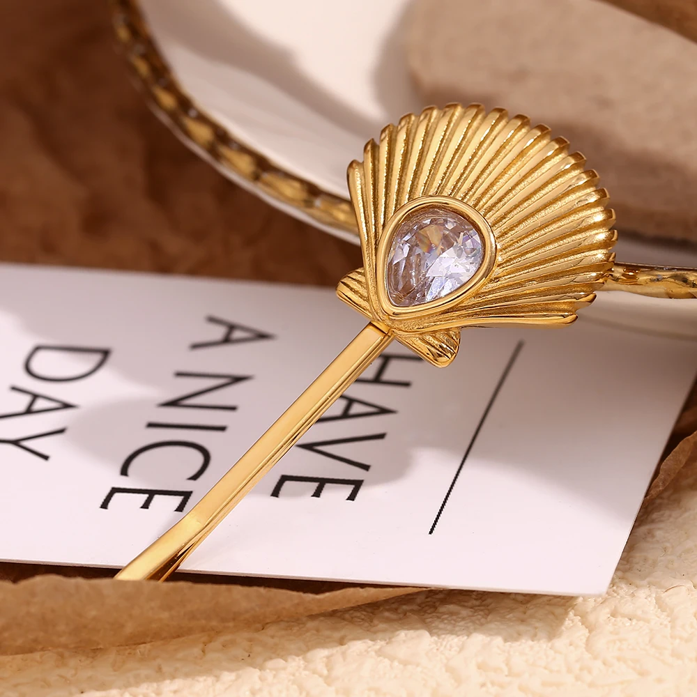 E.B.belle Циркон зубчатый зажим для волос водонепроницаемый 18K позолоченные