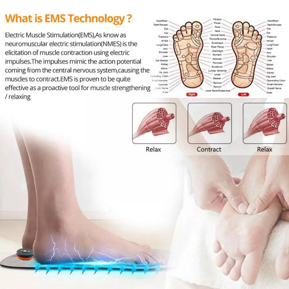 

Electric Foot Massage Pad Micro-current Foot Massager Improve Blood Rechargeable Pain Relieve Usb Circulation Ache M7j3