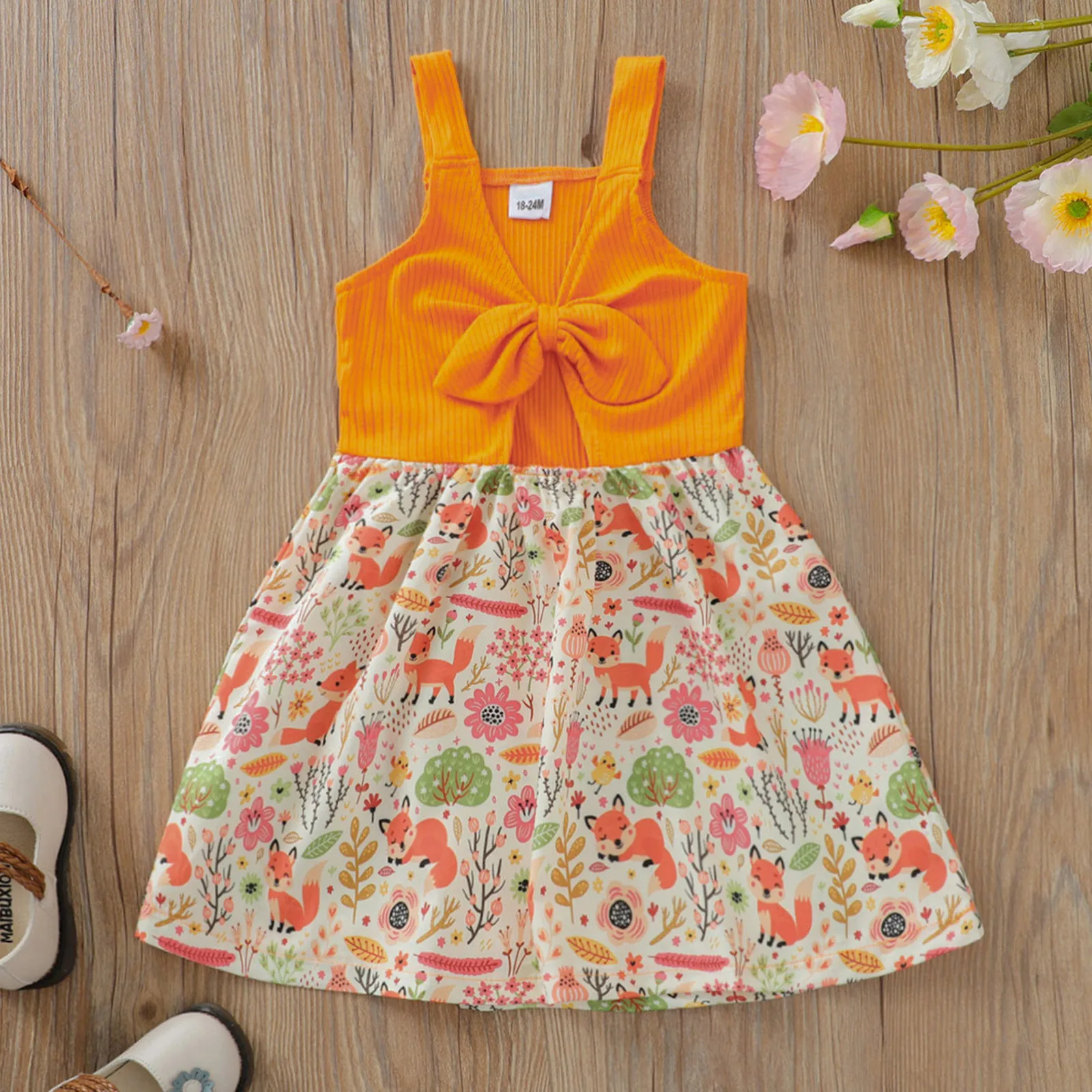 

Clothes Kids Girls Suspender Baby Toddler Bowknot Animal Sleeveless Dress Girls Dress&Skirt Baby Girl Dress