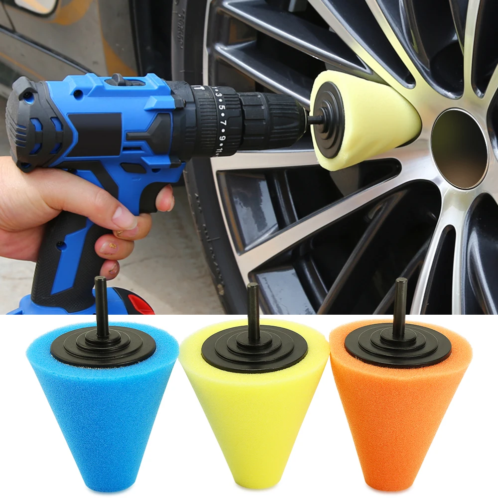 

Auto Wheel Polishing Sponge Used for Electric Drill 3inch/ 4inch Burnishing Ball Polishing Cone Car Hub Buffing Sponge