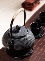 3001200ml black japanese cast iron teapot iron kettle tetsubin teapot comes with strainer flower tea set decoration ornament