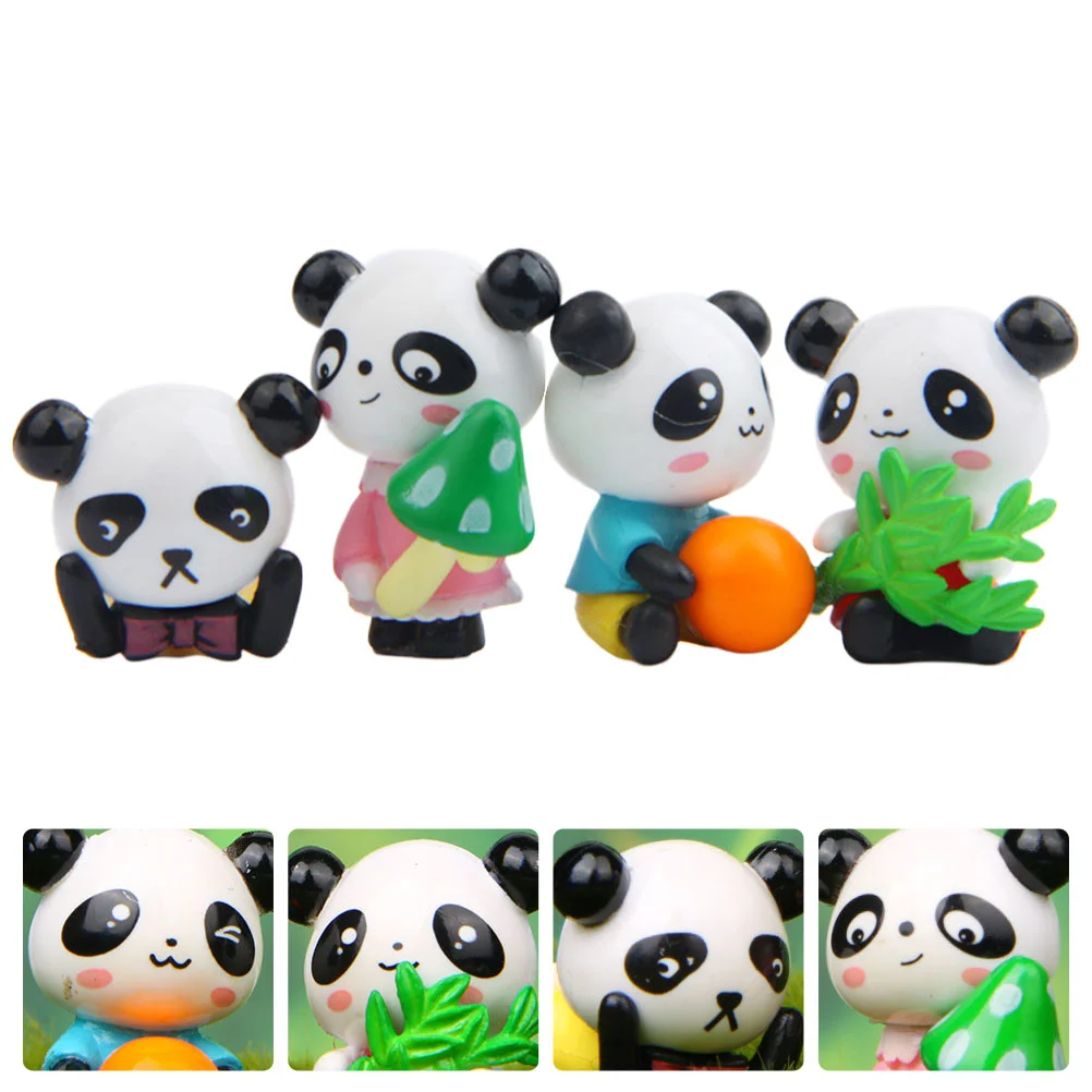 

4PCS Lovely Panda Decors Adorable Panda Ornaments Panda Desktop Decorations