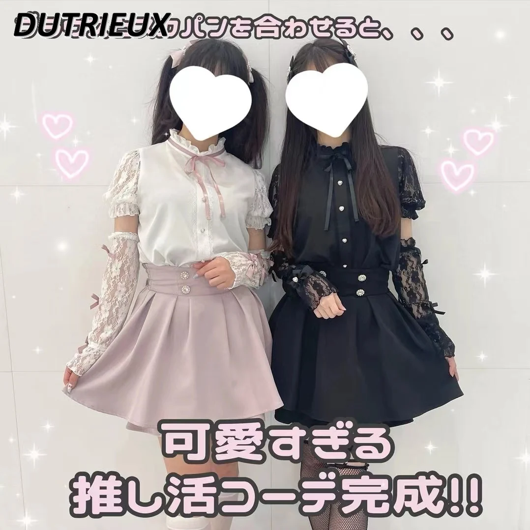 Рубашка в японском стиле женская летняя новая рубашка Милая с кружевными