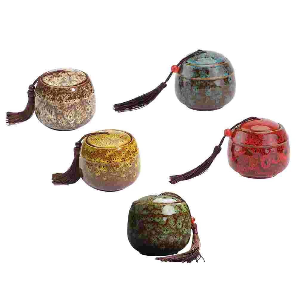 

Tea Storage Canister Jar Ceramic Loose Containers Tins Coffee Jars Sealed Airtight Cans Porcelain Container Tin Sealing Mini