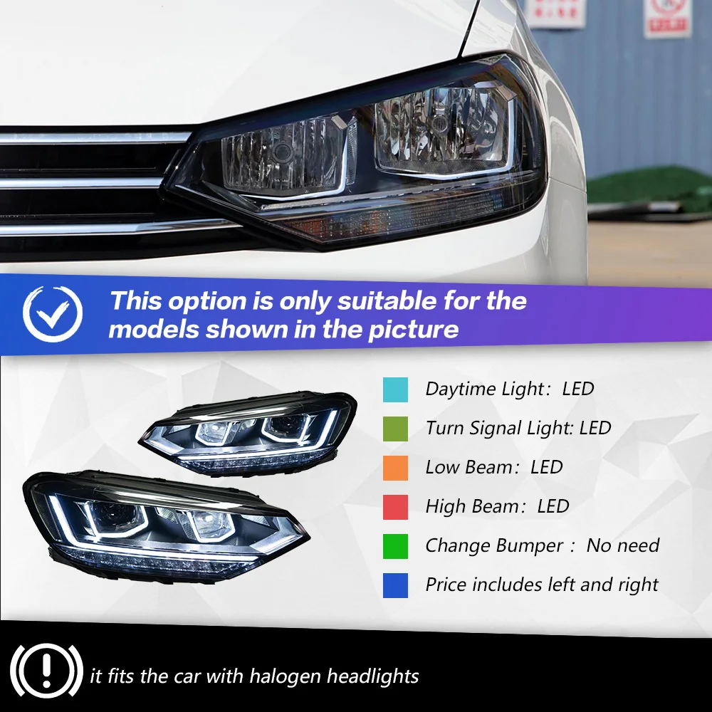 

Автомобильные фары для Touran L 2016-2022, Светодиодные Автомобильные фары в сборе, улучшенные, с высокой настройкой, дизайн, бифокальные линзы, Аксессуары для инструментов