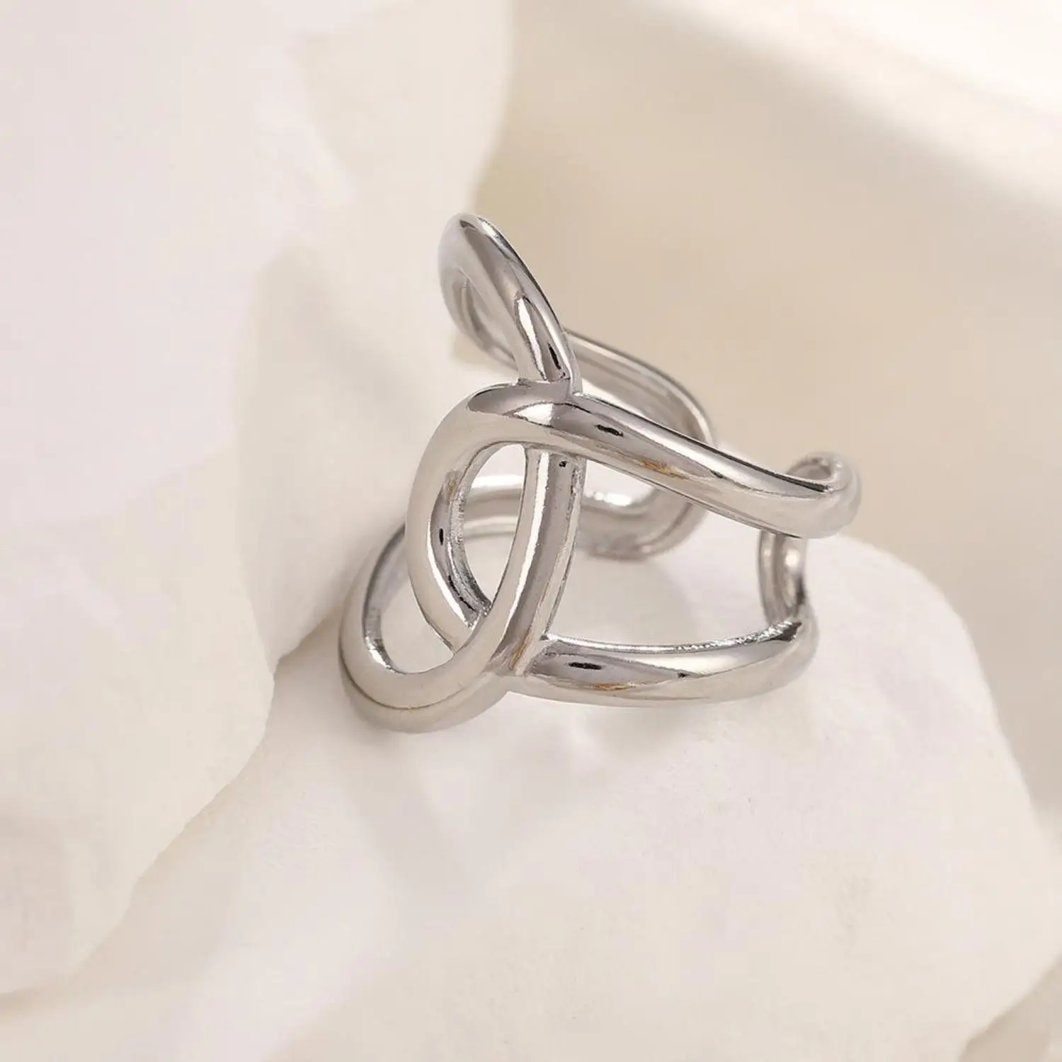 Dalena унисекс крест бесконечности полый кольцо из нержавеющей стали невыцветающий