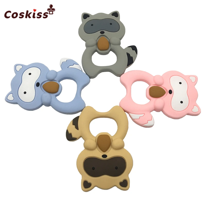 

1pc Raccoon Silicone Teether Baby Teething Toys Animal Shaped Comfort Chew Food Grade Silicone Baby Shower Gift chew toys kids